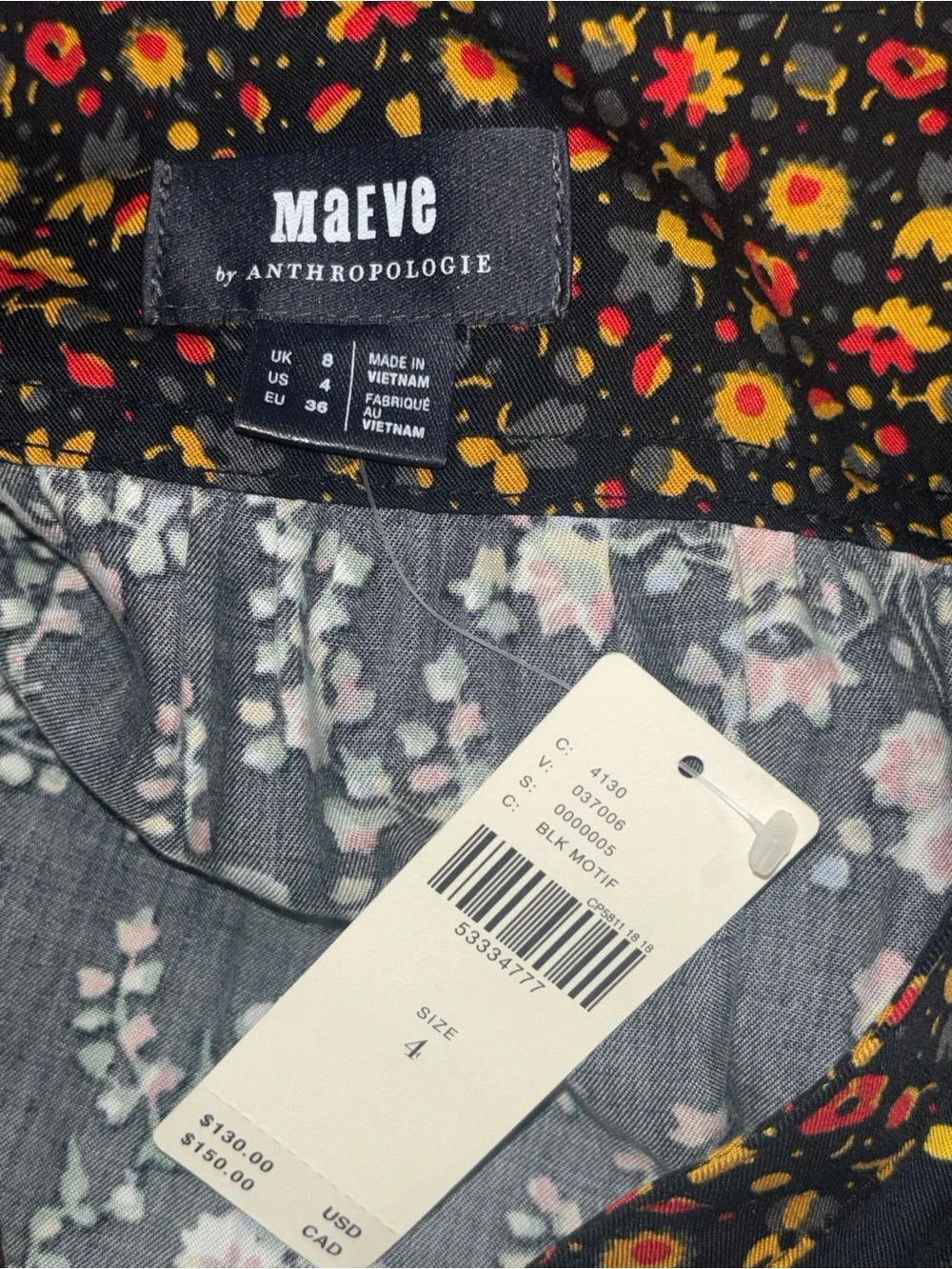 NWT Anthropologie Maeve Marlie Button Front Floral Tunic Dress Bohemian Size 4 - Picture 10 of 11